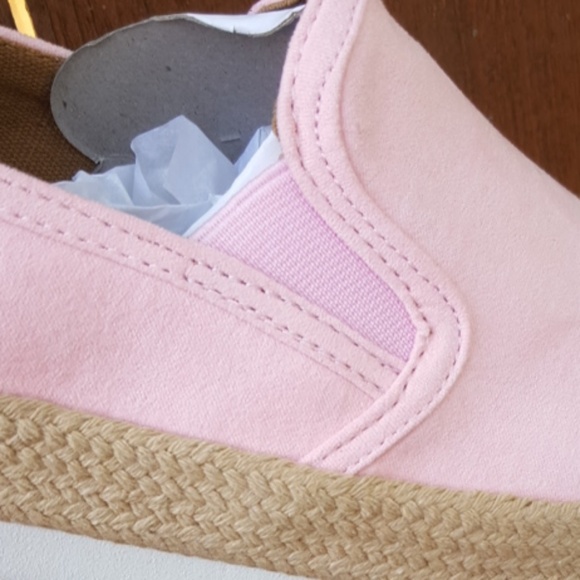 Pink Faux Suede Espadrille Slip On Sneakers - Picture 4 of 5